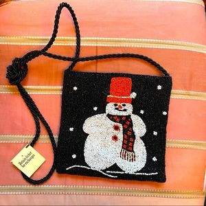 Ugly Christmas Sweater ☃️ Beaded Snowman Purse - NWT